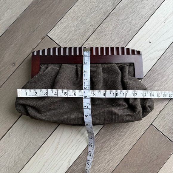Old Navy Vintage Brown Clutch with Wooden Accents - Picture 3 of 5